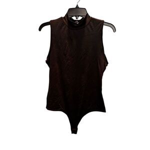 Crave  Fame Women's Black Mock Turtleneck Sleeveless Bodysuit Size S